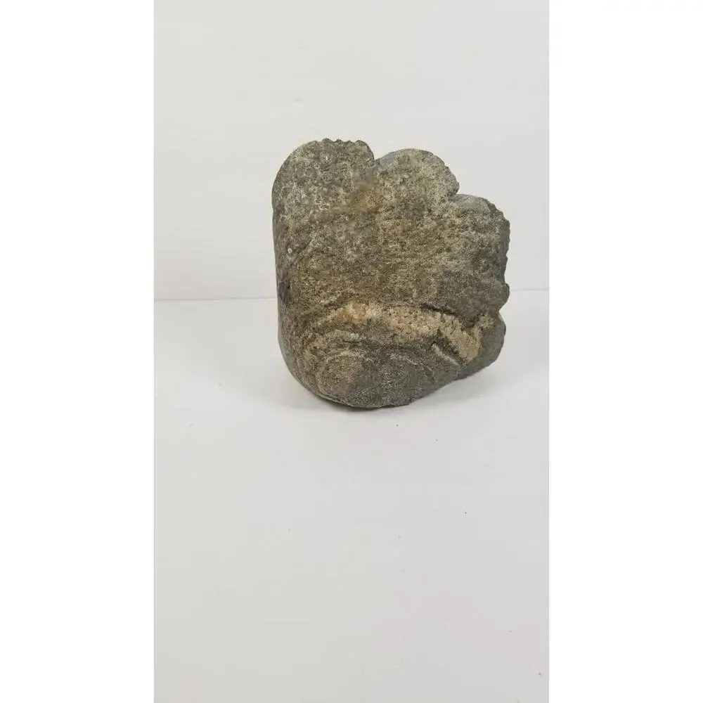 Vintage Native American Stone Bust, Hand Carved Head Profile Statue Signed 6